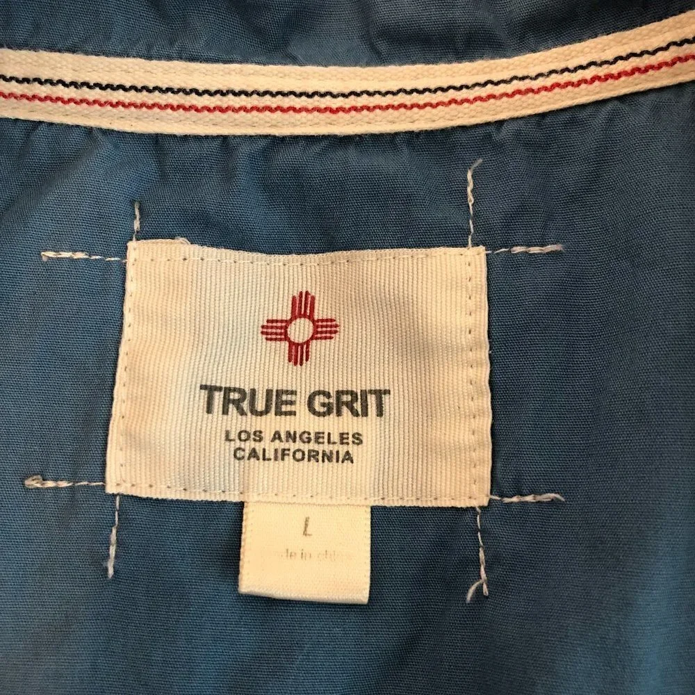 TRUE GRIT 1/4 Zip Sweater Men's Size Large Blue Long Sleeve Turtleneck